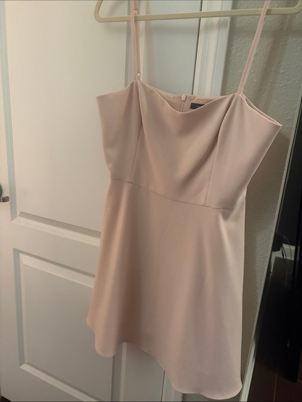 French Connection Blush Pink Cowl Neck Spaghetti Strap Mini Dress